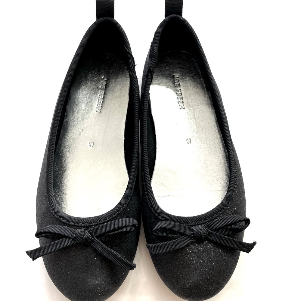 Joe Fresh Toddler Girl Black Glitter Ballet Flats, Size 11